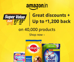 amazon super value days september get upto Rs 1200 cashback on 40000 products