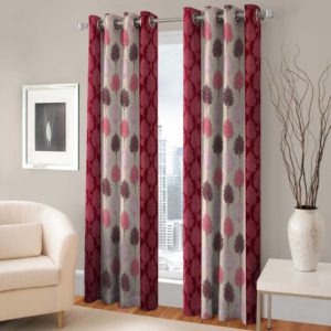Fashion Fab Polyester Maroon Floral Eyelet Window Curtain (153 cm in Height, Single Curtain) flipkart
