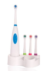 JSB HF27 Family Power Toothbrush with 4 Brush Heads and Storage Stand (Blue-White) amazon GIF 399