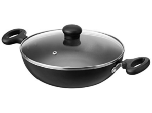 Solimo Non-Stick Kadai with Glass Lid, 24cm (Induction & Gas compatible) at rs.649