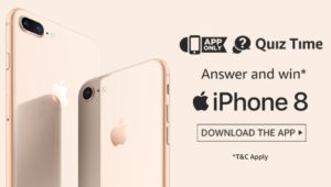 amazon app quiz time get chance to win apple iphone 8 for free answers added