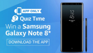 amazon app quiz win samsung galaxy note 8 mobile phone winners