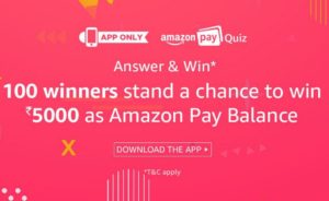 amazon pay quiz get Rs 5000 pay balance answers added
