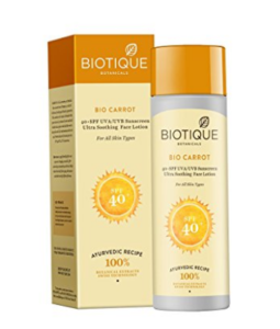 Biotique SPF 40 Bio Carrot Face and Body Sun Lotion, 120ml at rs.160