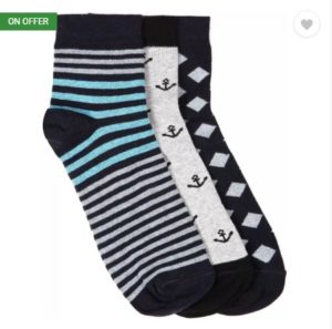 Mast & Harbour Premium Men's Striped, Self Design Ankle Length Socks (Pack of 3)