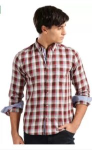 Harvard Men Checkered Casual Brown, Red Shirt