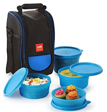 Cello Max Fresh Super Polypropylene Lunch Box Set, 225ml, 4-Pieces, Blue