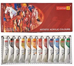 Camel Acrylic Color Box - 20ml tubes, 12 Shades