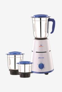 Tatacliq - Buy Bajaj Pluto 500 Watt 3 Jar Mixer Grinder (White & Blue) at Rs 1499