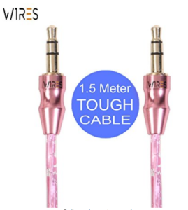 WIRES Indestructible Metallic Aux Audio Cable (Pink) at rs.189
