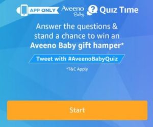 amazon aveeno baby quiz answers 31st october