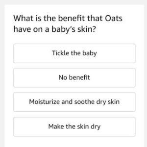 amazon quiz time aveeno baby questions answers win hamper for free
