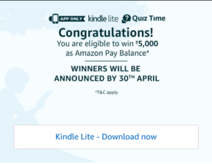 Amazon Kindle Lite Contest Answers
