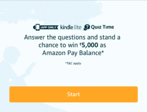 Amazon Kindle Quiz Time Win Rs 5000