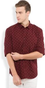 Flipkart- Buy Highlander Men's Printed Casual Maroon Shirt