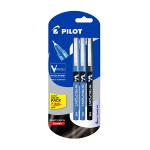 Amazon - Buy Pilot V5 Liquid Ink Roller Ball Pen - 2 Blue + 1 Black for Rs 119 only