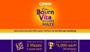 Amazon App Bournvita Maze contest win Rs 5000 answers added