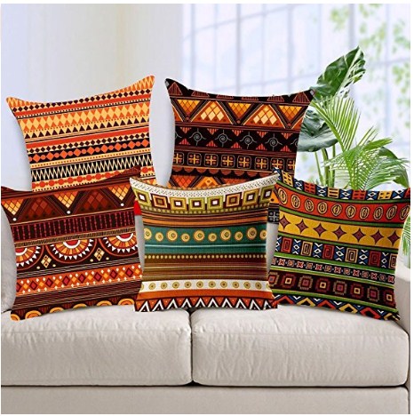 Aart Ethenic Pattern printed cushion cover set of 5 16 by16 by Aart Store