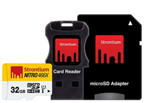 Strontium NITRO 466X 32GB MicroSDHC UHS-1 Memory Card with Adapter and Card Reader at rs.729