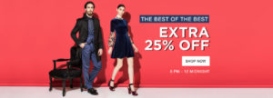 (Today Only) Jabong Steal - Branded Clothing at min 50% off + extra 25% off + Rs 75 PayTM cashback