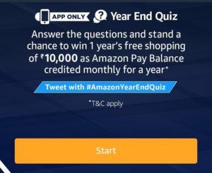AMazon year end quiz answer today