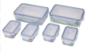 Bel Casa Lock & Store Plastic Container Rectangular Set, 6-Pieces, Clear