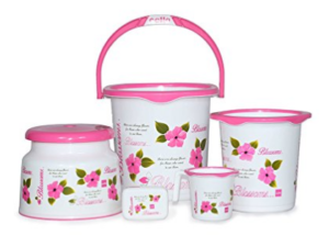 Cello Blossom 5 Piece Plastic Bucket, Small, Pink at rs.714