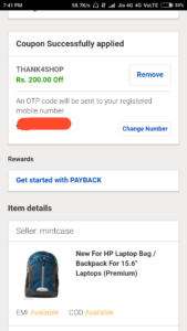 Ebay - Rs 200 off on Shopping of Rs 800 Proof 2