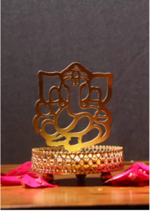 eCraftIndia Lord Ganesha Tea Light Holder Aluminium Tealight Holder (Multicolor, Pack of 1) 