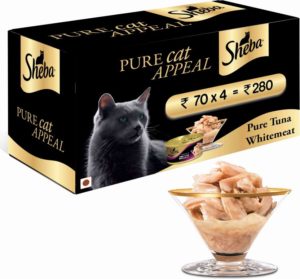 (Price Error) Flipkart Steal - Buy Sheba Premium Tuna Fillet & Whole Prawns in Grav Fish Cat Treat (340 g, Pack of 4) for Rs 70