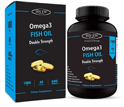 Sinew Nutrition Omega 3 Double Strength Fish Oil 1000mg (300EPA & 200DHA), 60 Softgels