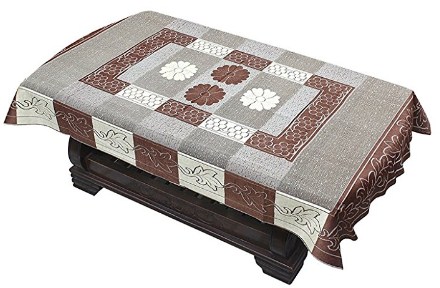 Yellow Weaves™ Transparent Center Table Cover 4 Seater 40X60 Inches (Coffee Brown)