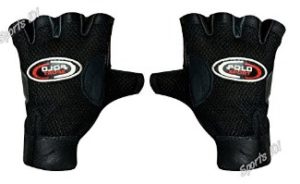 Sports 101 Polo Fit Leather Fitness Gloves, Free Size (Black)