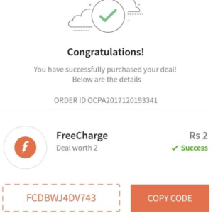 freecharge get Rs 12 cashback on Rs 10 mobile recharge or bill paymwnt