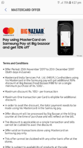 samsung pay Big bazaar offer