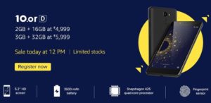Amazon 10.or D for Rs 4999 Jio Offer Better than Redmi 5A vs 10.or D