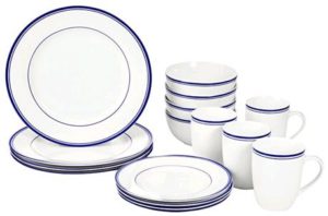 Amazon- Buy AmazonBasics 16-Piece Cafe Stripe Dinnerware Set 