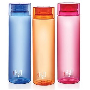 Amazon- Buy Cello Delux Unbreakable Plastic Bottle Set, 1 Litre, Set of 3, Multicolour at Rs 279