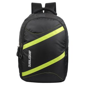 Amazon- Buy Dussledorf Polyester 18 Liters Black and Green Laptop with 2 Compartment Backpack at Rs 399