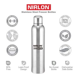 Amazon- Buy Nirlon Stainless Steel Water Bottle, 400ml, Silver (freezer bottle400ml) at Rs 151