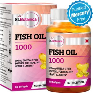 Amazon- Buy St.Botanica Fish Oil 1000 mg (Double Strength) with 600 mg Omega 3 - 60 Softgels at Rs 649