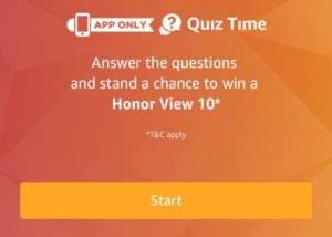 Amazon Honor View 10 Quiz answer