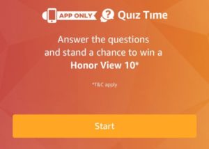 Amazon Honor View 10 Quiz answer