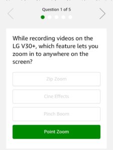 Amazon LG V30+ Quiz answers win lg mobile questions