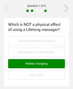 Amazon Lifelong Massager Quiz questions answer