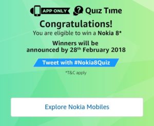 Amazon Nokia 8 Quiz answers