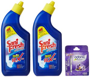 Amazon Pantry - Buy Sanifresh Toilet Cleaner 500ml+500ml (Free Odonil) for Rs 74 only