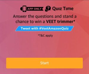 Amazon Veet Trimmer Quiz Answers