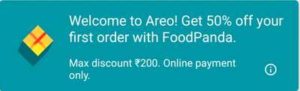Areo App Foodpanda Offer