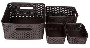 Bel Casa ROYAL Baskets for Storage Set of 4 Pieces (Medium, Small and A6 x 2), Brown 
